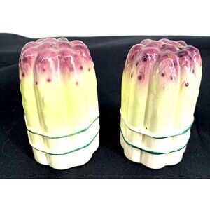 Holt Howard Asparagus Bunches Salt and Pepper Shakers Ceramic 3" Vtg FLAW